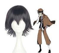 Anime Bungo Stray Dogs Edogawa Ranpo Wigs Heat Resistant Sythentic Hair Black Short Cosplay Wigs +Wig Cap