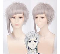 Anime Bungo Stray Dogs Nakajima Atsushi Cosplay Peluca Corta Plata Gris Resistente al calor Pelo sintético Cosplay Disfraz Pelucas + peluca Cap