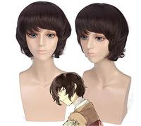 Anime Bungo Stray Dogs Peluca Dazai Osamu Cosplay Pelucas Cortas Marrón Rizado Síntesis Cabello Peluca de disfraces de Halloween Perucas