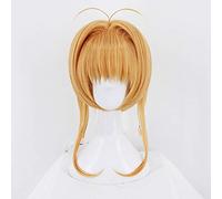 Anime Cardcaptor Sakura Pelucas de Cosplay Sakura Kinomoto Peluca de Cosplay Peluca Sintética Resistente al Calor Fiesta de Halloween Mujeres Pelucas de Cosplay Dorado