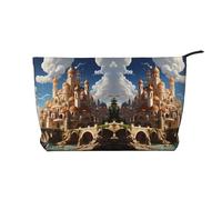 Anime Castle Sky Prints - Bolsa de cosméticos de pana para almacenamiento de cosméticos con cierre de cremallera para viajes, camping y uso diario