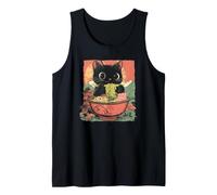 Anime Cat Ramen Graphic tee, Japanese Kawaii Retro Y2K Manga Camiseta sin Mangas