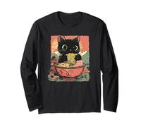 Anime Cat Ramen Graphic tee, Japanese Kawaii Retro Y2K Manga Manga Larga