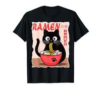 Anime Cat Ramen Instant Noodles Divertido Gráfico de Gato Japonés Camiseta