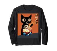Anime Cat Ramen Instant Noodles Divertido Gráfico de Gato Japonés Manga Larga