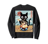 Anime Cat Ramen Instant Noodles Divertido Gráfico de Gato Japonés Sudadera