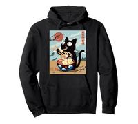 Anime Cat Ramen Instant Noodles Divertido Gráfico de Gato Japonés Sudadera con Capucha