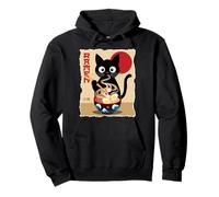 Anime Cat Ramen Instant Noodles Divertido Gráfico de Gato Japonés Sudadera con Capucha