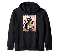 Anime Cat Ramen Instant Noodles Divertido Gráfico de Gato Japonés Sudadera con Capucha