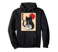 Anime Cat Ramen Instant Noodles Divertido Gráfico de Gato Japonés Sudadera con Capucha