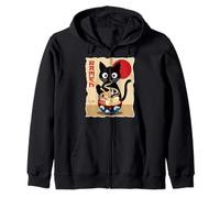 Anime Cat Ramen Instant Noodles Divertido Gráfico de Gato Japonés Sudadera con Capucha