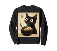Anime Cat Ramen Japonés Divertido Gráfico Kawaii Fideos Humor Sudadera