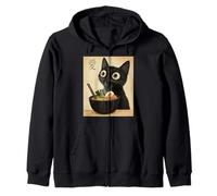Anime Cat Ramen Japonés Divertido Gráfico Kawaii Fideos Humor Sudadera con Capucha