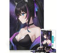Anime Catgirl con Cabello Negro DirtyGamerin Rompecabezas 1000 Piezas Juguete de construcción Focus Zero Gap Ajuste Actividad gratificante para días lluviosos (38x52cm)