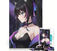 Anime Catgirl con Cabello Negro DirtyGamerin Rompecabezas para Adultos de 1000 Piezas Rompecabezas de lógica Juego de precisión con Bordes Lisos reuniones Familiares (38x26cm)