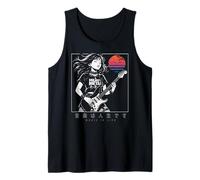Anime Chica Japonesa La Música es Vida Guitarra Eléctrica Camiseta sin Mangas