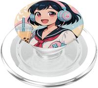 Anime Chica Jugador Japonés Juego Todo El Día Waifu Japón Boba Tea PopSockets PopGrip para MagSafe