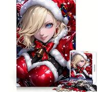 Anime Christmas Girl Anime Girl Waifu Rompecabezas de 1000 Piezas para Adolescentes Mejora la Memoria Tiempo de Ocio Feliz Corte de Calidad Chic (50x75cm)