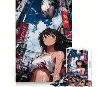 Anime CityGirl en un Entorno Urbano, Rompecabezas de 1000 Piezas para Adultos, Regalos, Entrenamiento, relajación, Bordes Bien definidos, Regalo Ideal (38x26cm)