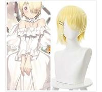 Anime Come Lord Devil Aku Short Blonde Bangs Cabello sintético resistente al calor Accesorios de cosplay Fiesta de Halloween + Gorra de peluca gratis
