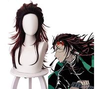 Anime Comic Demon Slayer Kimetsu no Yaiba Pelucas de Cosplay Kamado Tanjirou Peluca de Cosplay Peluca sintética resistente al calor Pelos largos negros
