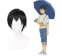 Anime Comic Weathering with you Pelucas de Cosplay Morishima Hodaka Peluca de Cosplay Peluca Sintética Pelos Cortos Accesorios de Cosplay Negros
