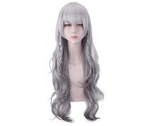 Anime Común gris plateado Cosplay peluca Mujeres niñas Fiesta de Halloween 70 cm trenzado ondulado Pelucas de cabello sintético peluca común 522