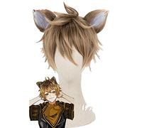 Anime Coser Ruggie Bucchi Cosplay Twisted Wonderland Cosplay Peluca corta marrón Cosplay con orejas Anime Cosplay Pelucas sintéticas resistentes al calor