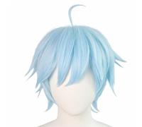 Anime Cosplay Chongyun Peluca, Niño Azul claro Pelucas de Pelo Corto para Halloween Disfraz Fiesta Accesorios