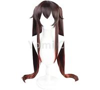 Anime cosplay peluca 2021 Game Genshin Efecto Hutao Peluca Anime Cosplay Cabello Halloween Peluca Gorro Pelo Largo Doble Cola de Caballo Marrón