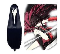 Anime cosplay peluca Anime Akay GA Kill Cosplay pelucas AKAY peluca resistente al calor largo negro sintético peluca de pelo gorro 100 cm