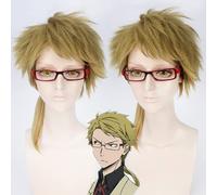 Anime cosplay peluca Anime Coser Anime Cosplay Peluca Bungo Stray Dogs Peluca Doppo Kunikida Peluca Marrón Claro Cola de Caballo Pelo Corto con gorro de peluca gratis para fiesta de Halloween