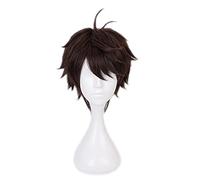 Anime cosplay peluca Anime Haikyuu Karasuno Escuela Superior Voleibol Club Peluca Marrón Oscuro Oikawa Tooru Cosplay Peluca de Polvo de Rol 30 cm