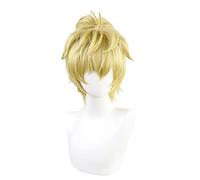 Anime cosplay peluca Anime Tenkuu Shinpan de gran altura invasión Mayuko Nise Cosplay peluca de cola de caballo amarilla peluca sintética resistente al calor+peluca gorra