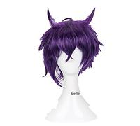 Anime cosplay peluca baile con diablo Shiki Natsumezaka Cosplay pelucas corto púrpura resistente al calor sintético peluca de pelo sintético+peluca gorra