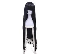 Anime cosplay peluca Color Negro Cosplay pelucas flequillo opaco 100 cm / 39.4 pulgadas largo recto resistente al calor pelo sintético Perucas mujeres peluca