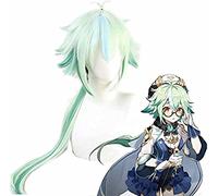 Anime cosplay peluca Cosnoble sacarosa peluca con gafas Game Genshin efecto Cosplay Eye Requests Disfraz