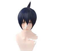 Anime cosplay peluca de anime motosierra hombre Cosplay Hayakawa AKI pelucas corto azul negro mezclado resistente al calor sintético peluca de la peluca del pelo Play-peluca