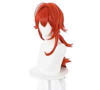 Anime cosplay peluca de juego Genshin efecto Cosplay Halloween Diluc Cosplay peluca Genshin-impacto Diluc Cosplay pelo + peluca gorra Anime Cosplay pelucas