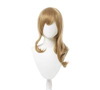 Anime cosplay peluca de juego Genshin efecto Lisa Cosplay pelucas marrón claro Cosplay peluca larga ondulada resistente al calor pelo sintético Halloween