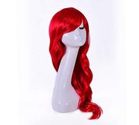 Anime cosplay peluca de sirena Cosplay peluca para mujeres niñas princesa fiesta peluca roja larga ondulada peluca Halloween pelo sintético resistente al calor+peluca gorra