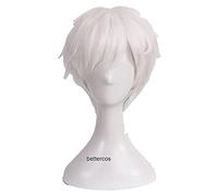 Anime cosplay peluca El Neverland Yakusoku No Neverland Norman Cosplay peluca corta pura blanca resistente al calor sintética peluca de pelo sintético+gorra de peluca