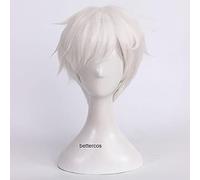 Anime cosplay peluca El Neverland Yakusoku No Neverland Norman Cosplay peluca corta pura blanca resistente al calor sintética peluca de pelo sintético+gorra de peluca
