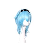 Anime cosplay peluca Game Genshin Impact Rolle EULA Cosplay Peluca Mujeres 55cm Azul Resistencia al Calor Pelo Sintético Halloween Rol Fiesta Cos Requisiten