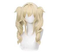 Anime cosplay peluca Genshin efecto Barbara Cosplay 40 cm Navidad Rubio Dorado Peluca Cosplay Anime Pelucas Resistente al Calor Sintético Halloween + Peluca Gorra