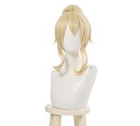 Anime cosplay peluca Genshin efecto Jean Cosplay pelucas con cola de caballo rubia rizada peluca con flequillo resistente al calor pelo sintético juego COS
