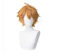 Anime cosplay peluca Genshin efecto Tartaglia Cosplay 30 cm marrón noche marrón anime peluca resistente al calor sintético rollo de pelo juego pelucas de disfraz