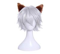 Anime cosplay peluca hombres Cosplay pelucas 30 cm / 11,81 pulgadas corto blanco resistente al calor pelo sintético Perucas Cosplay peluca