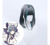 Anime cosplay peluca juego Azur Lane Cosplay HMS Cheshire peluca gris oscuro mezclado corto azul lago fibra sintética peluca sintética+marca peluca gorra