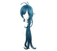 Anime cosplay peluca Kaeya peluca Genshin efecto Cosplay azul largo recto resistente al calor pelo Cosplay pelucas+peluca gorra
